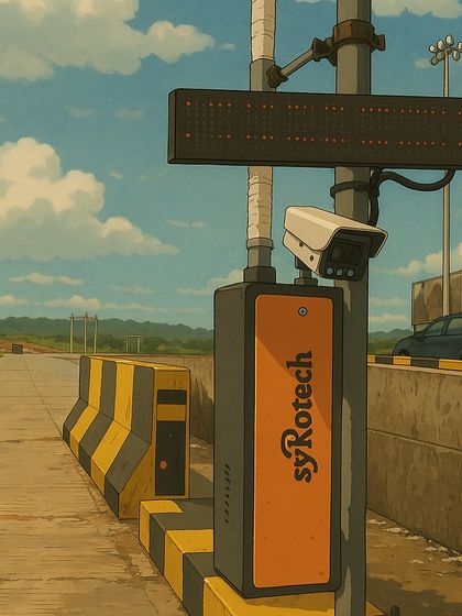 An anime-inspired illustration of our ANPR camera and controller installed on a highway, part of a fun social media trend we participated in.