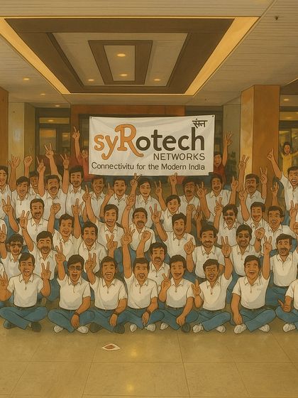 An anime-style rendition of our team, capturing the spirit and unity of the Syrotech family.