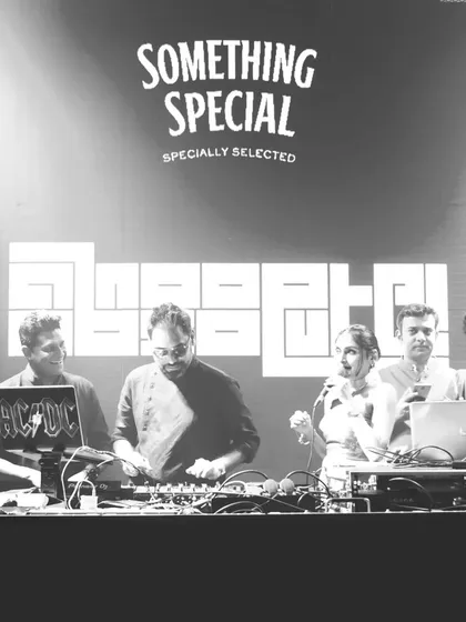 The DJ console during the 2018 Luru Diwali. We bring in top-tier sound and lighting production to create an immersive experience for both the artists and the audience.