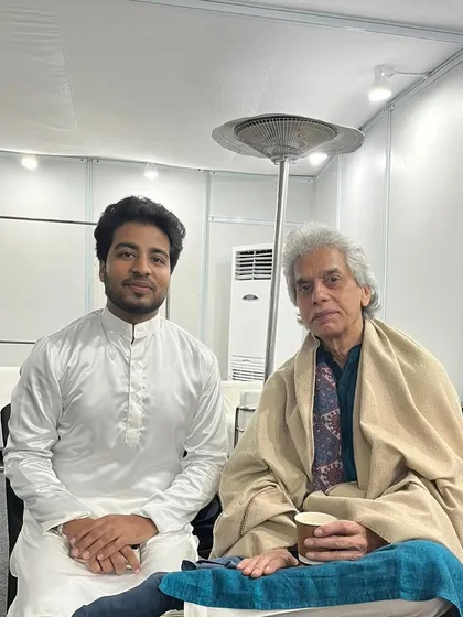 A blessed moment, sitting with the living legend Pt. Shivkumar Sharma ji.