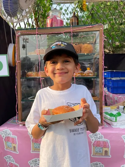 This little champion picked his favorite donut at our Lil Flea stall.