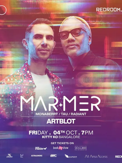 The main flyer for a Redroom night at Kitty Ko with the duo Mar+Mer.