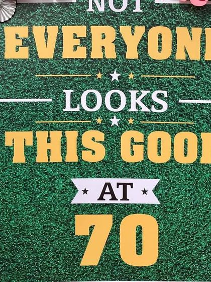 A fun and celebratory photo backdrop for a 70th birthday. We love adding personalized touches that make the guest of honour feel special.