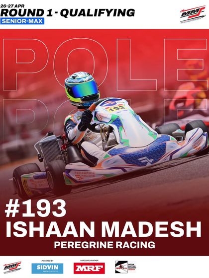 Ishaan Madesh puts it on pole in the Senior Max class with a flying lap to start the weekend.
