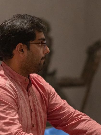 A portrait from a musical event by Ekatvam Music. Even when not playing, I am completely absorbed in the melodies and rhythms around me.