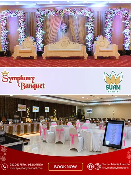 We customize decor for every occasion. This setup for a reception at Symphony Banquet features beautiful floral arches and coordinated pink and white table settings, all designed by our in-house team, SUAM Events, to create a romantic and elegant ambiance.
