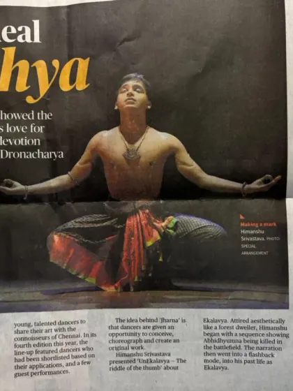 Another shot of the review in The Hindu. The critic's words on the integrity and intent of the performance mean a great deal to me and validate the path I have chosen with this production.