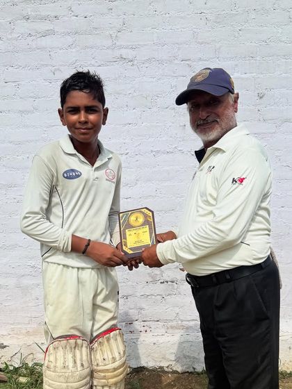 Chirag Upadhyay with his Man of the Match award after a great match winning knock. He is a consistent performer for our junior team.