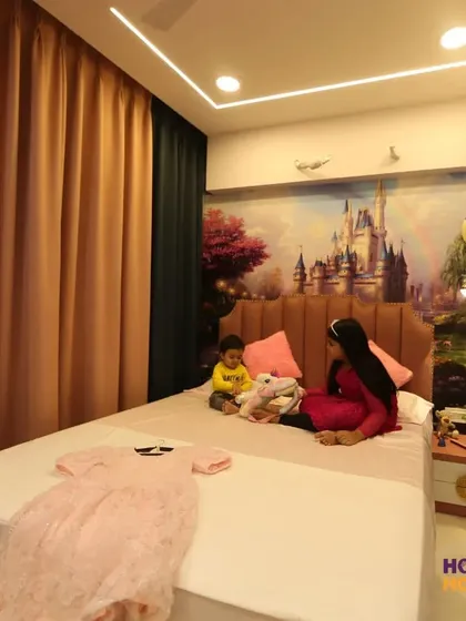 A bedroom fit for a princess. We designed this magical space with a custom castle mural as the backdrop, soft pink tones, and elegant furniture to create a fairy tale world for a young dreamer. Every detail is crafted to inspire imagination and sweet dreams.