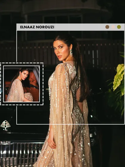 Here is the full look I styled for Elnaaz Norouzi for the Global Spa Awards. The sheer gown with feather details, paired with statement jewelry, created a perfect golden girl moment.