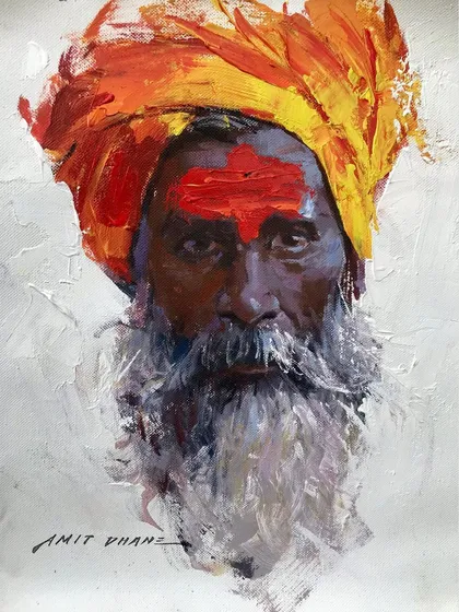 A quick portrait study using Camel HD acrylic colours. This exercise was about capturing a strong expression and texture with bold, decisive strokes, showcasing the versatility of acrylics as a medium.
