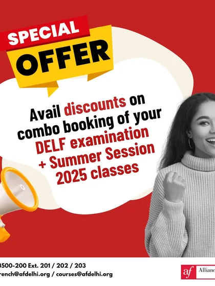 Take advantage of our special offer! We provide discounts when you book your DELF examination in a combo with our Summer Session classes. It's a great way to prepare and certify your skills while saving.