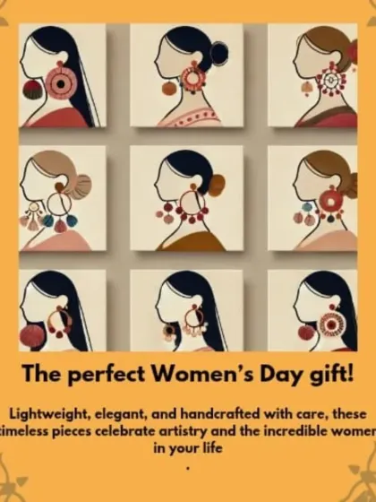 An illustrative graphic showing the versatility of our crochet earrings. They are the perfect Women's Day gift, celebrating artistry and the incredible women in your life.