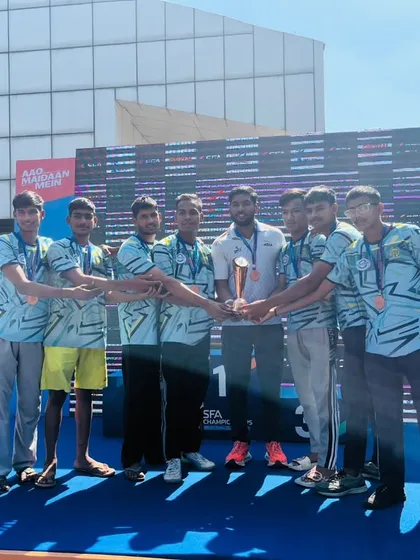 Our Under-19 team on the victory podium after securing 3rd position at the SFA Championship.
