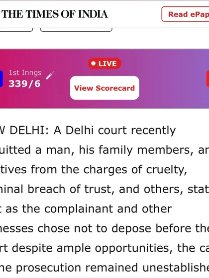 This news clipping shows the final outcome: acquittal. The court stated the case remained unestablished because the complainant and witnesses chose not to depose despite ample opportunities.