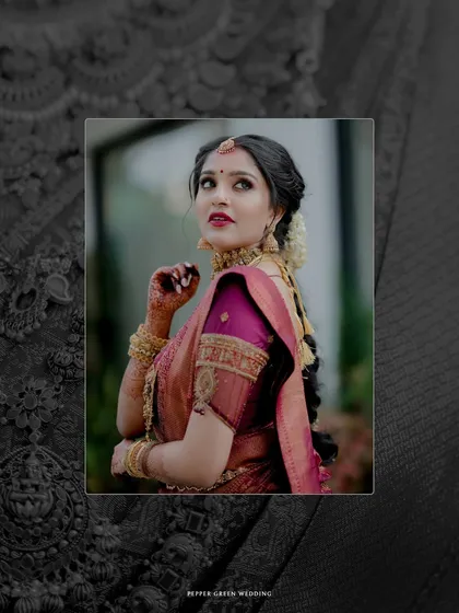 An artistic, framed portrait of the bride, creating a moody and elegant feel.