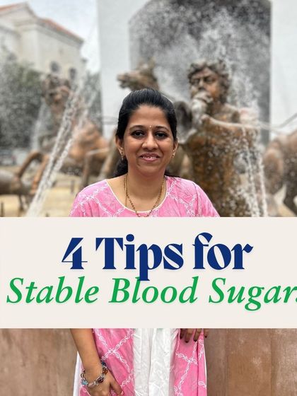 An infographic summarizing four tips for stable blood sugars, perfect for sharing on World Diabetes Day to spread awareness about diabetes prevention and management.