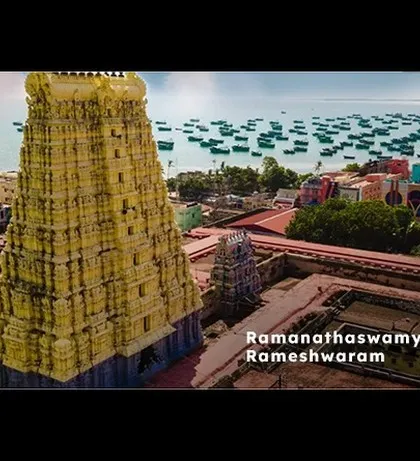 The Ramanathaswamy Temple in Rameshwaram is one of the twelve jyotirlingas, sanctified by Lord Rama himself. Its long corridors with aesthetically carved pillars are a marvel of temple architecture.
