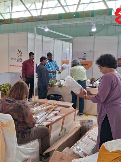 The setup for the IndiaSkills 2024 competition. Our team helps prepare all the necessary flowers, tools, and materials, ensuring a smooth and professional event for the competitors.