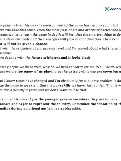 My fear is that the current environment encourages shortcuts, and real talent will not be given a chance. We must create an environment where young players are hungry to represent the country, not just to get a contract.