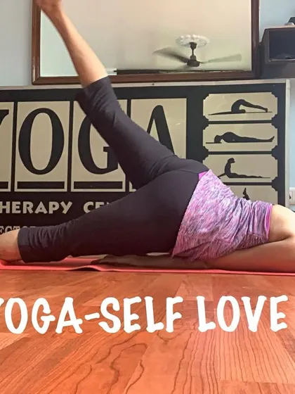 The same hip-opening pose with a focus on self-love. Each stretch is an act of kindness to your body.
