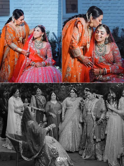Touching moments between bride Hashmeeta and her family members, sharing blessings and love on her wedding day.