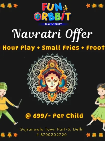 The Navratri offer at Fun Orbbit, which includes playtime and a special meal combo, perfect for families looking for a fun outing during the nine festive days.