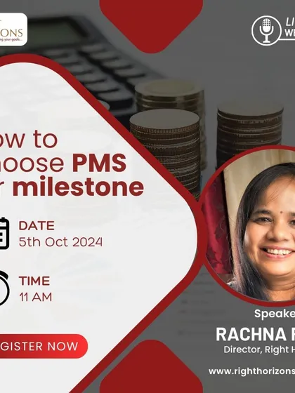 This webinar with Director Rachna Rego guides you through selecting the perfect Portfolio Management Service (PMS) for your financial milestones. It covers assessing risk tolerance, evaluating providers, and understanding tax implications.