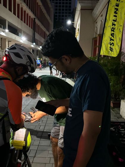 A rider consults with our Start Line Support team before the Jog Falls 1000K BRM. We aim to help every participant start their ride safely and confidently.