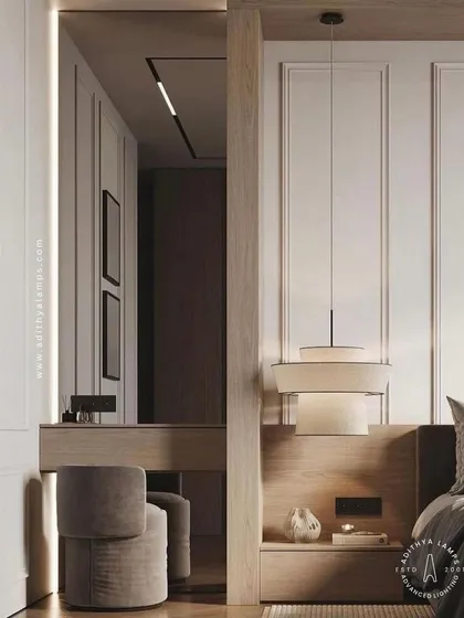 A duplicate of image 76, this view shows the combination of vertical profile lighting and a magnetic track system for a complete and versatile vanity lighting solution.