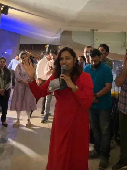 Addressing the crowd during the HUL tax team dinner. As an experienced corporate emcee, I know how to command attention and guide the flow of the evening smoothly.