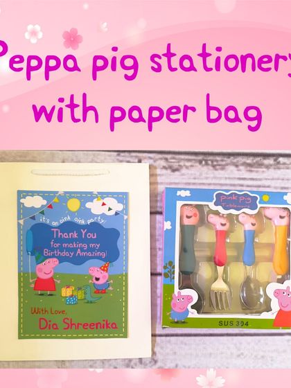 Another example of the Peppa Pig cutlery set paired with a custom paper bag, this time for Dia Shreenika's party.