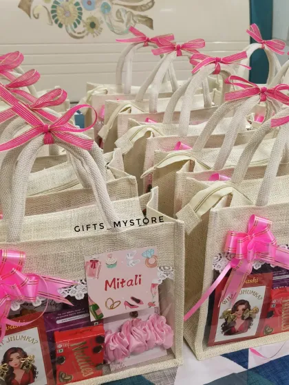 A whole batch of bridesmaid hampers ready to be dispatched to Delhi. Each one is personalized and packed with love.