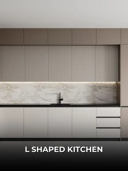 This L-shaped kitchen layout is one of the most popular and efficient designs for small to medium-sized spaces. It provides an excellent work triangle for cooking, cleaning, and food preparation.