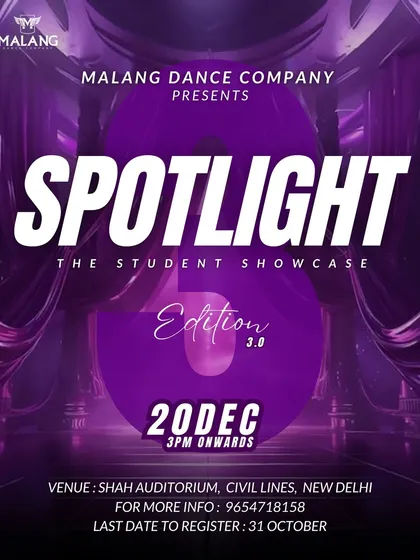 The official announcement for Spotlight 3.0, our annual student showcase! This is the event our students work towards all year, giving them a platform to shine on a grand stage.