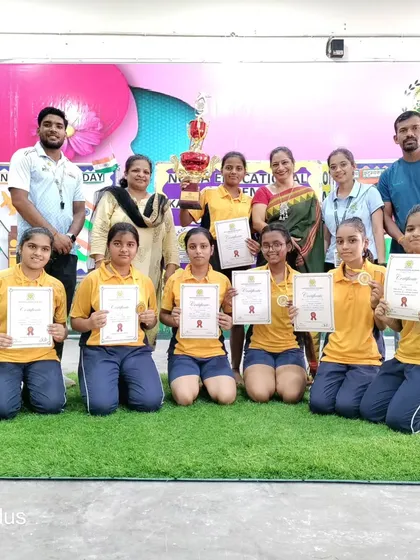 The senior girls team celebrating their win at the Inter-House Kabaddi Tournament.