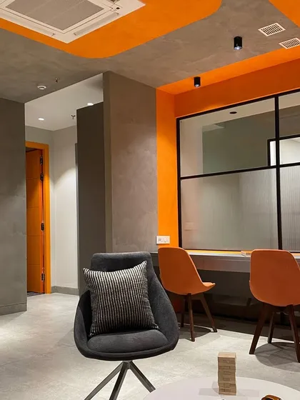This image shows the faculty lounge with a different seating configuration, highlighting the flexibility of the space.