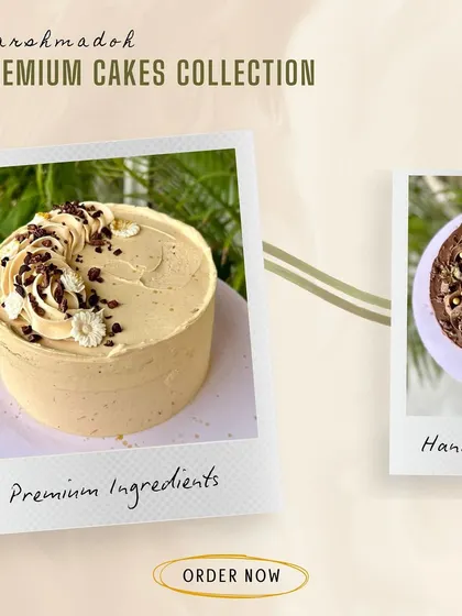 Another look at my Premium Cakes Collection, featuring a beautiful coffee-flavoured cake. I use only premium ingredients to ensure every bite is a taste of luxury.