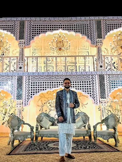 The stunning stage for a Sufi night in Udaipur. The ambiance was perfect for an evening of soulful music and celebration.