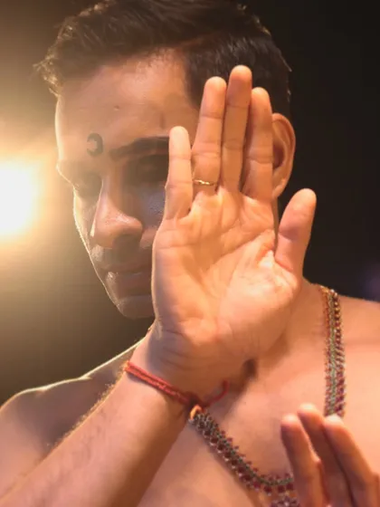 Abhinaya, or facial expression, is the soul of Bharatanatyam. This close up from a performance captures a moment of storytelling, where every glance and gesture holds meaning.