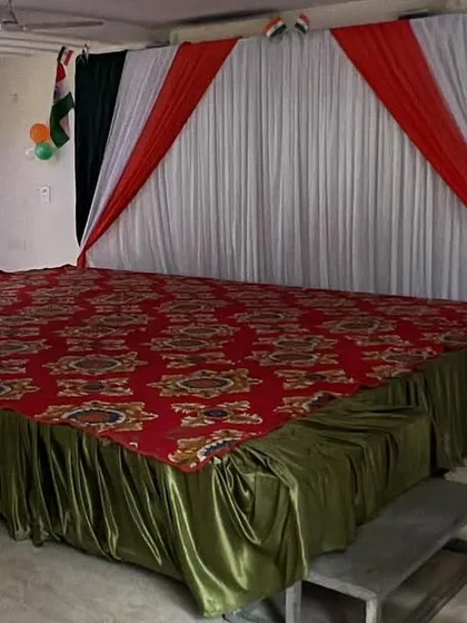 Another angle of the stage setup, showing the side view and the overall arrangement in the hall.