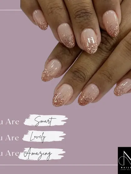 A classic and popular choice, this glitter fade uses a warm rose gold glitter over a natural pink base. It's an elegant look that's perfect for any event.