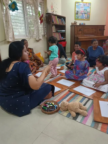 A candid of the craft session, showing the relaxed and supportive atmosphere.