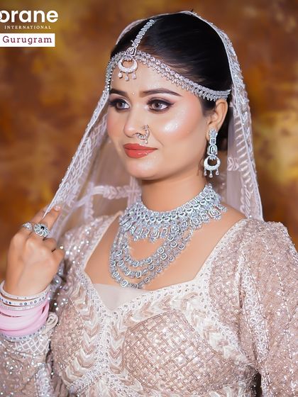 A soft and elegant Muslim bridal or Nikkah look with silver jewelry. I teach my students to understand and respect the nuances of different cultural styles.