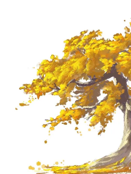 A quick digital painting study of a tree with golden leaves. I often do these studies to practice capturing different forms and colors in nature.