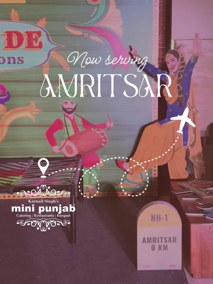 Bringing our flavors home to Amritsar. This graphic celebrates our journey to the heart of Punjab, where we set up vibrant, traditional food stalls for a grand celebration, serving authentic Amritsari cuisine.