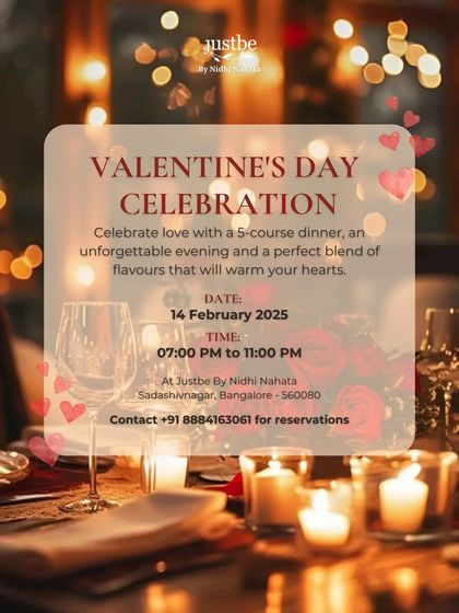 Celebrate love with a 5-course dinner this Valentine's Day. An unforgettable evening with a perfect blend of flavors that will warm your hearts in a romantic, candlelit ambiance.