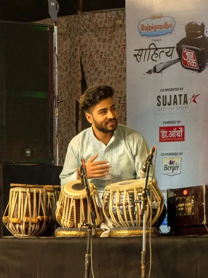 On stage at the Sahitya AajTak event in Delhi.