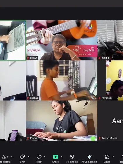 Learn music from anywhere in the world. This is a look at one of our live online group classes, where students learning piano, keyboard, and guitar connect with our instructors through a structured virtual classroom.