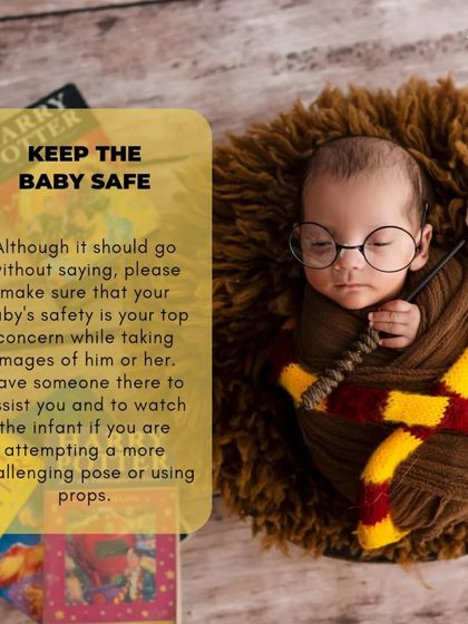 A portrait of a baby dressed as Harry Potter, a great example of a creative, pop-culture-themed shoot.